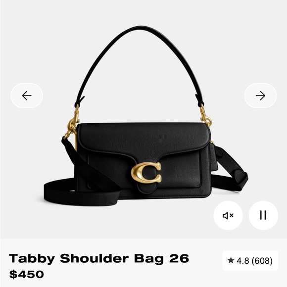 Black Leather Coach Tabby Shoulder Bag 26 - Picture 2 of 10